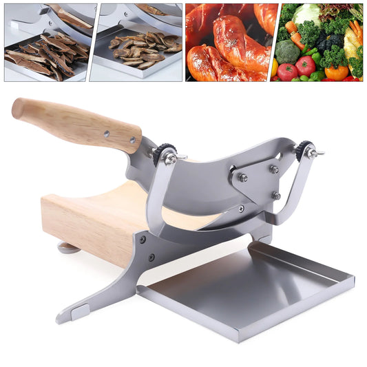 Heavy Duty Manual Kitchen Herb Slicer With Rubber Wood Base