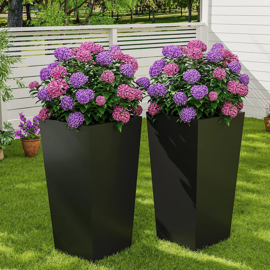 HiMiss Self Watering Planters Set With Drainage And Wheels
