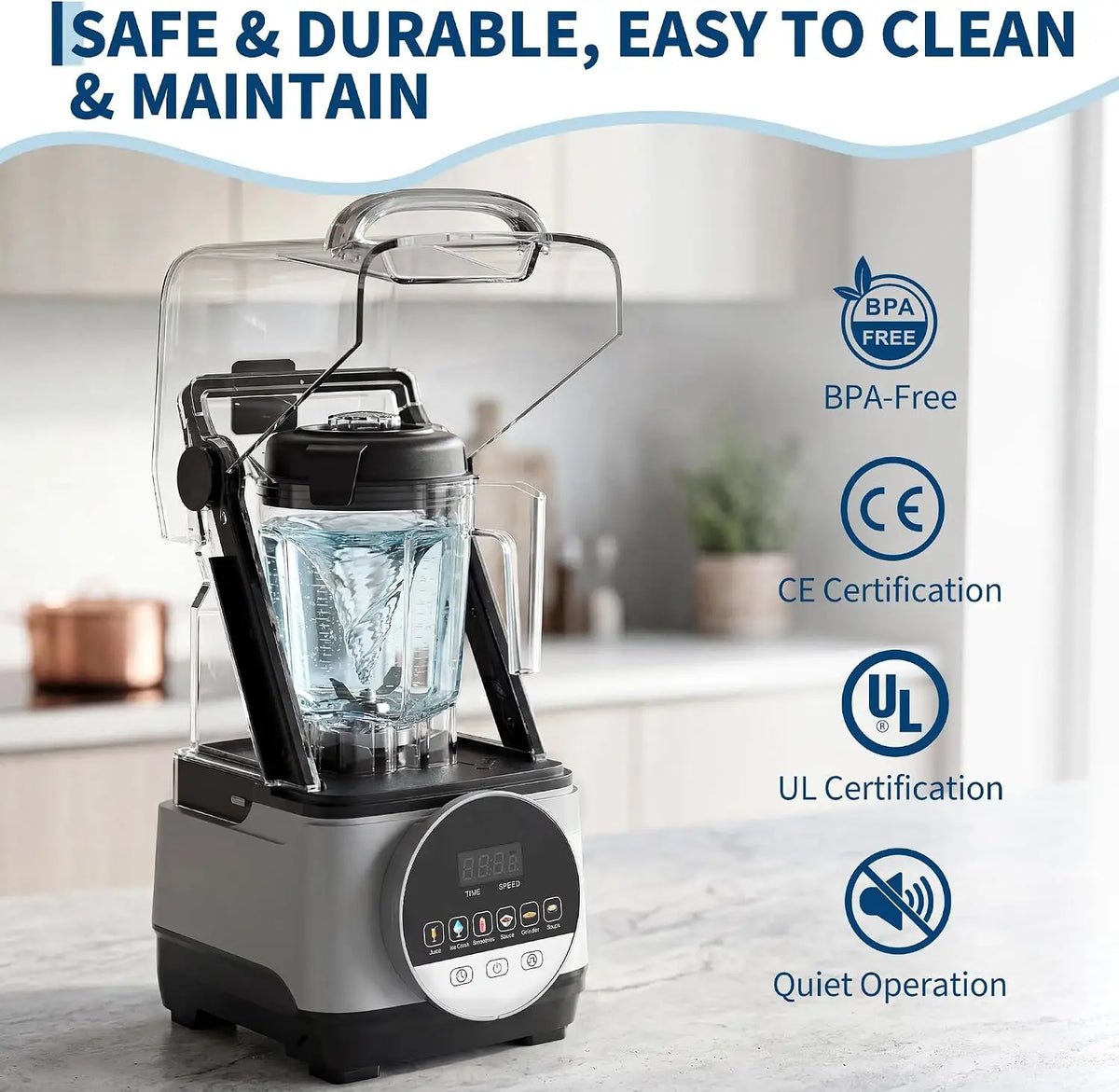 Tacleekii Commercial Countertop Blender With Smart Touch Interface
