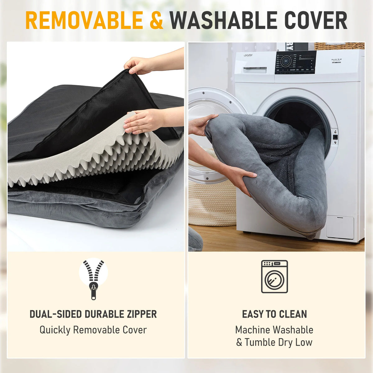 Outwind Orthopedic Bolster Dog Bed Washable Non Slip Bottom