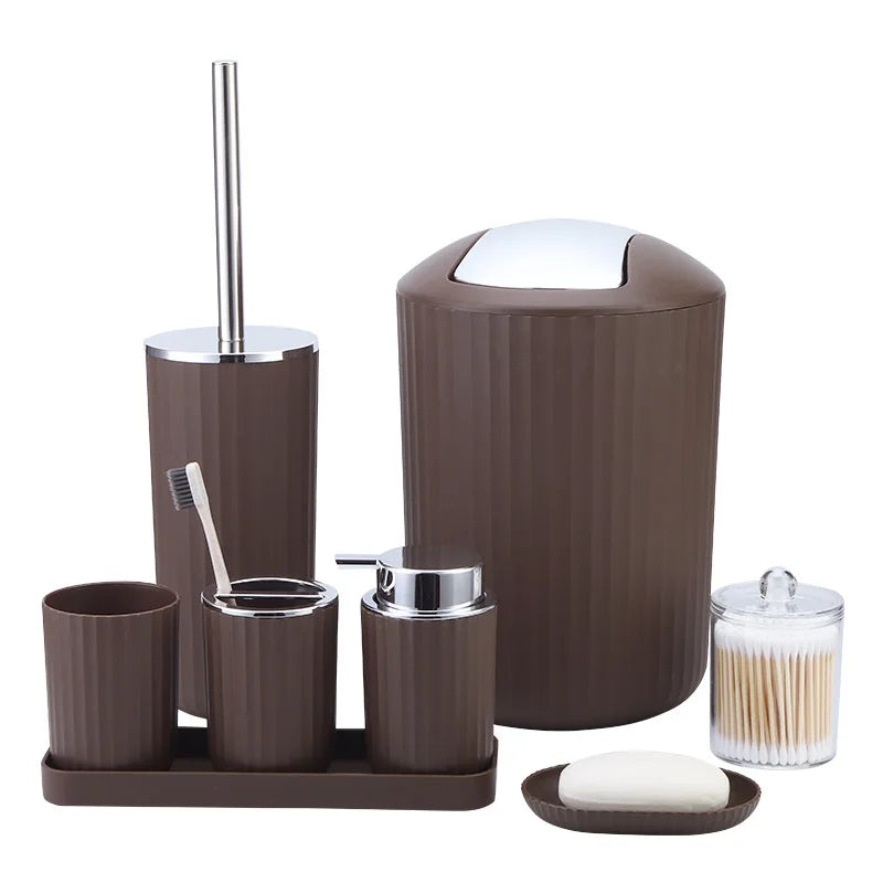 Plastic Bathroom Set With Toothbrush Holder Soap Box Toilet Brush