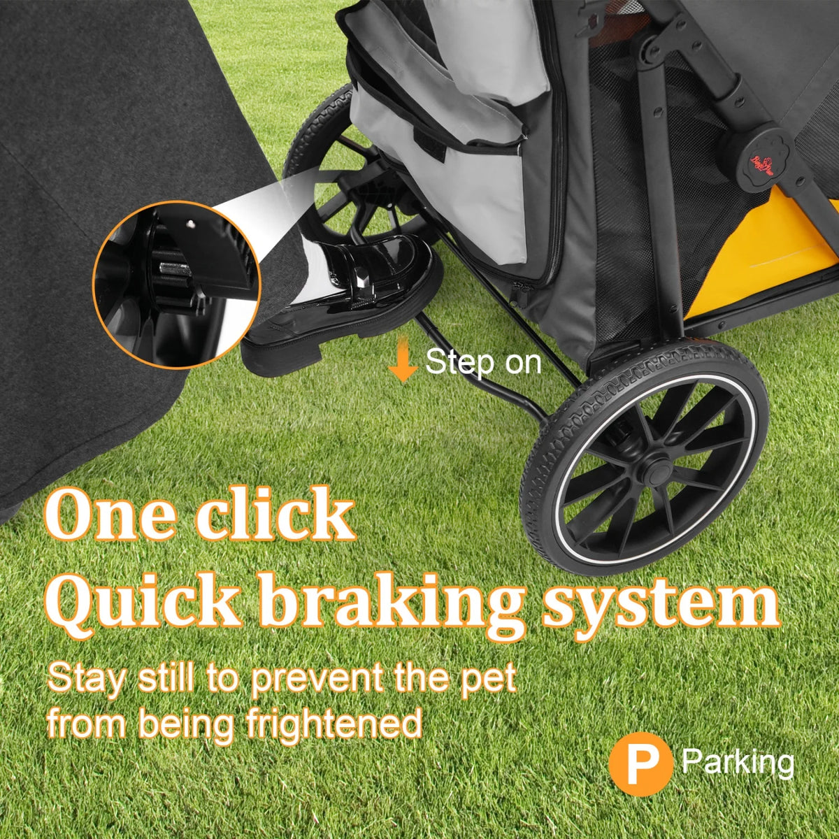 Foldable Dog Jogger Stroller With Storage Pockets And Wheels