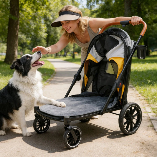 Four Wheel Foldable Pet Stroller For Senior Dogs And Cats