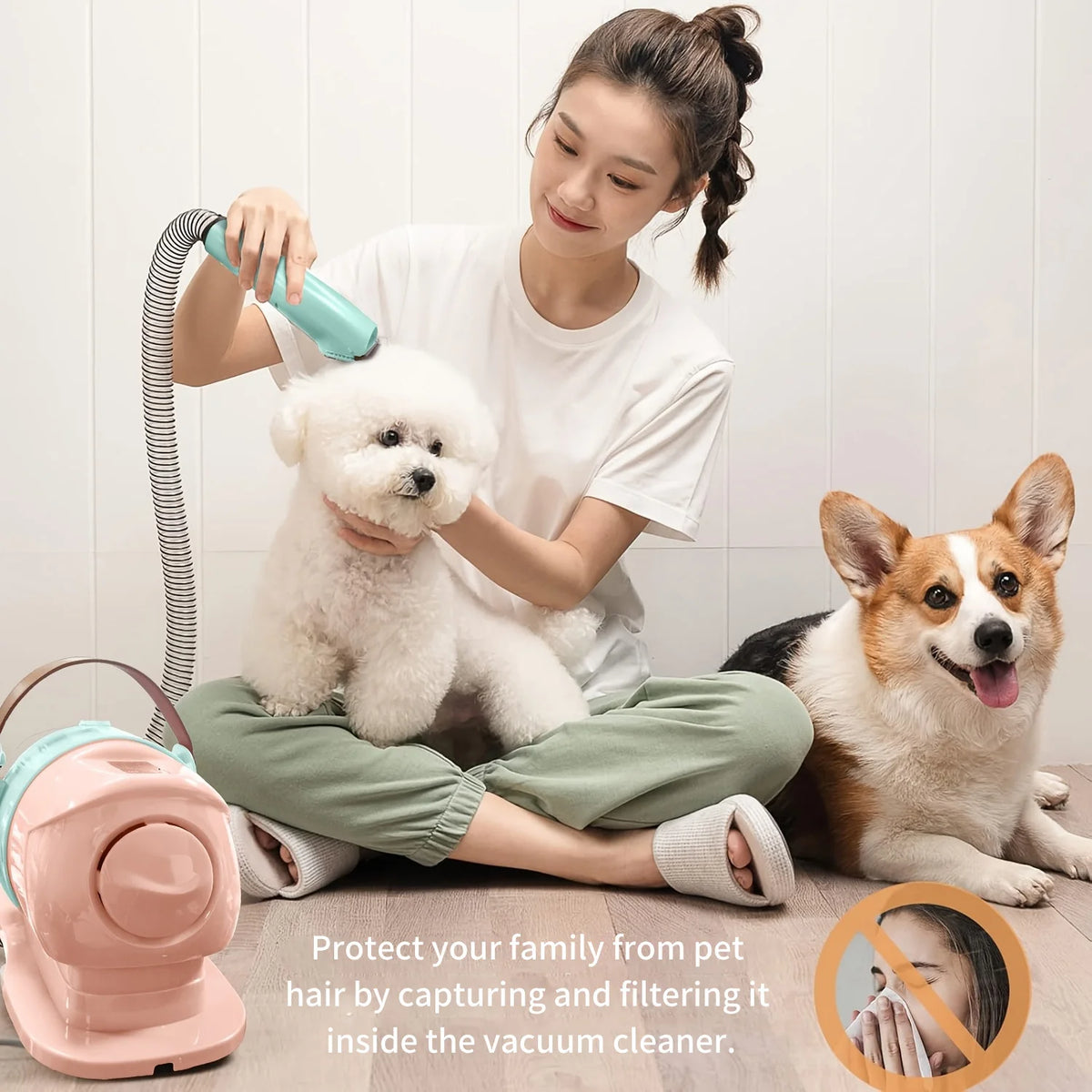 Professional Pet Grooming Vacuum Kit With Clipper For Pets