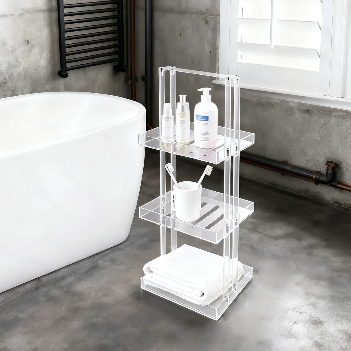 Bymaocar Three Tier Acrylic Shower Organizer Freestanding Corner Caddy