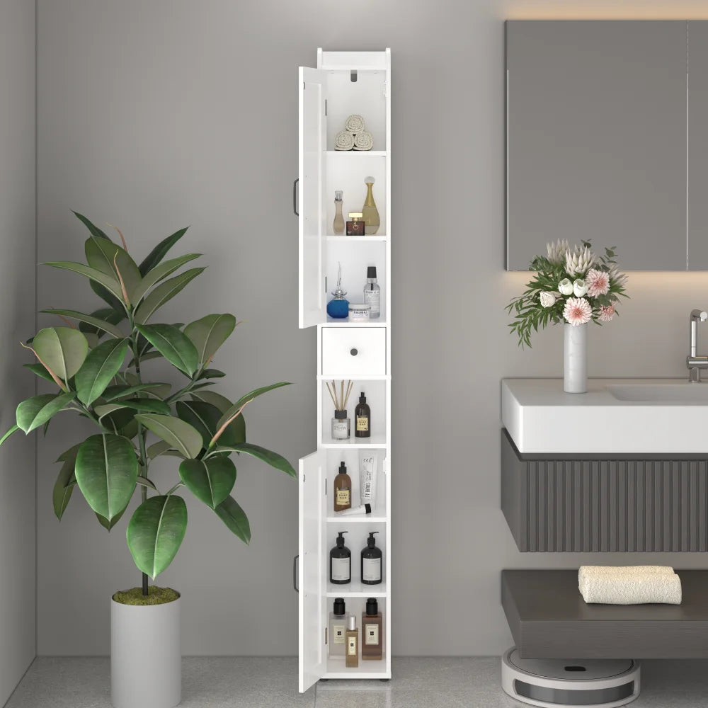 Orraves Slim Freestanding Bathroom Cabinet With 2 Doors