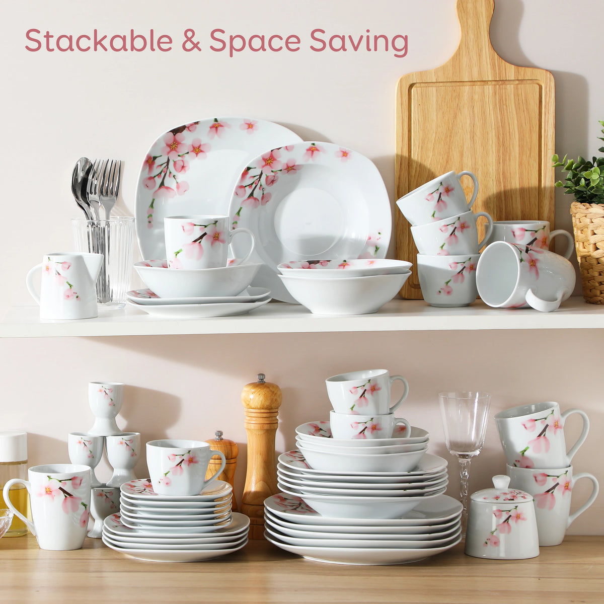 Malacasa 100-Piece Porcelain Dinnerware Set Elegant Ceramic Tableware