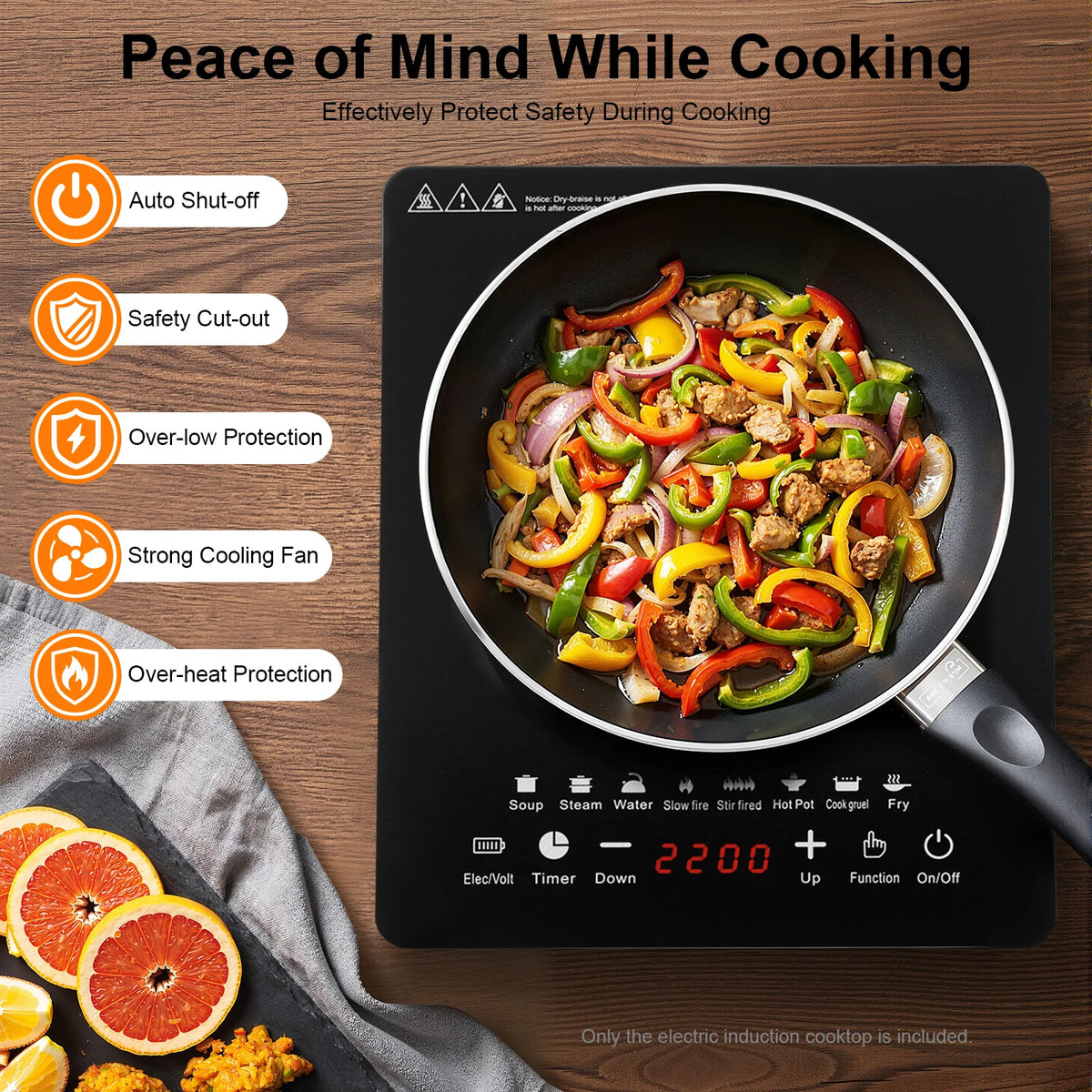 Sweetmile Portable Induction Cooktop With Eight Power Levels And Timer