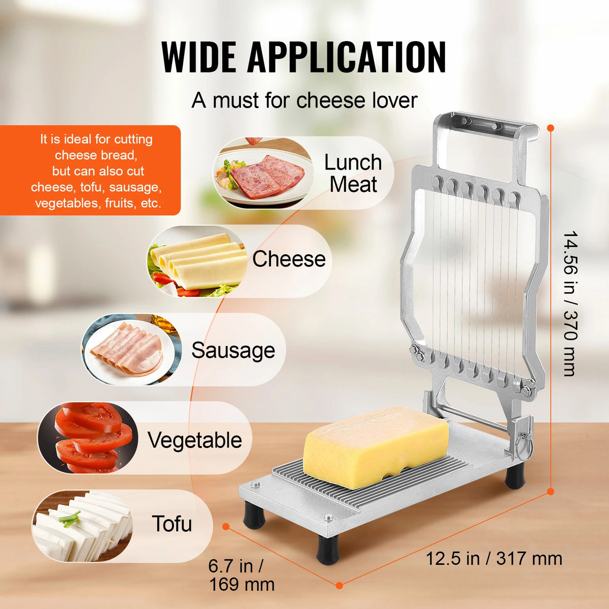SucceBuy Aluminum Wire Cheese Slicer With Stainless Steel Blade