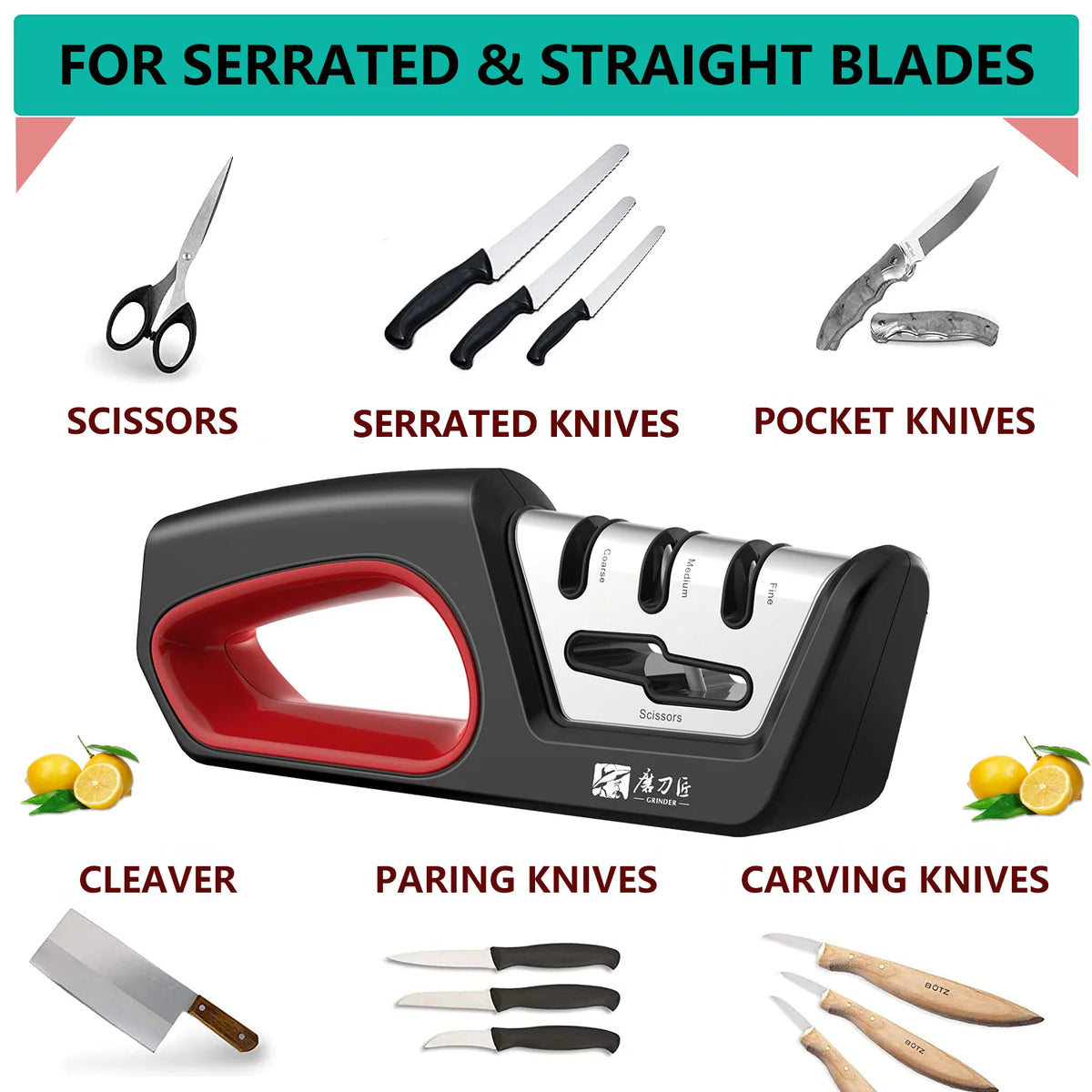 GRINDER Four In One Knife Sharpener For Knives And Scissors