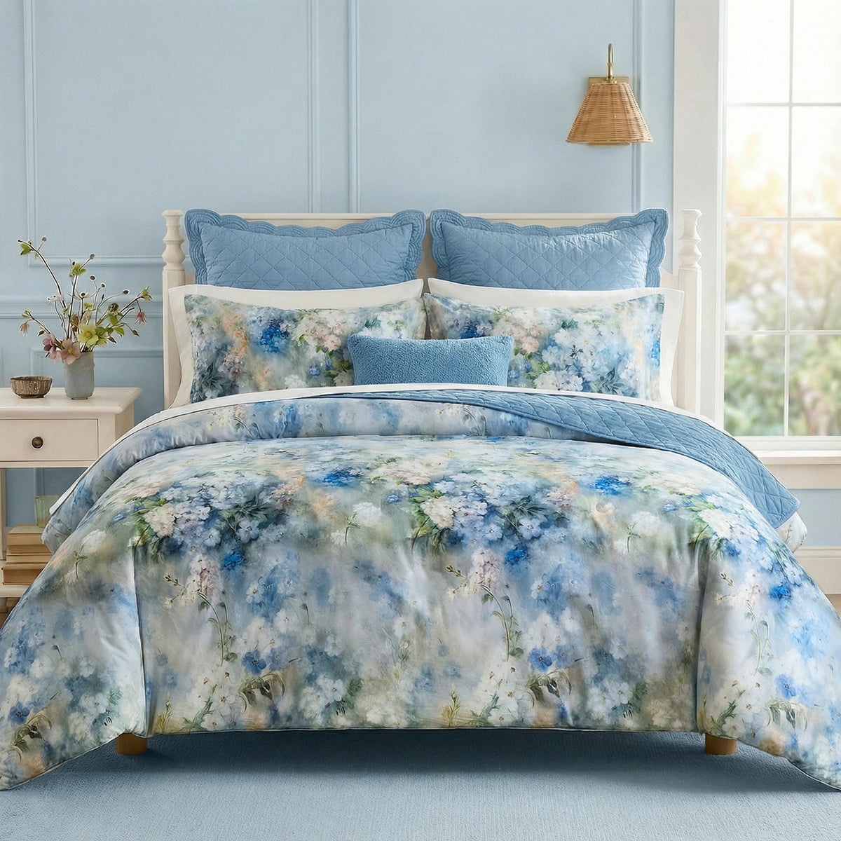 Vintage Floral Cotton Duvet Cover Set With Zipper Closure