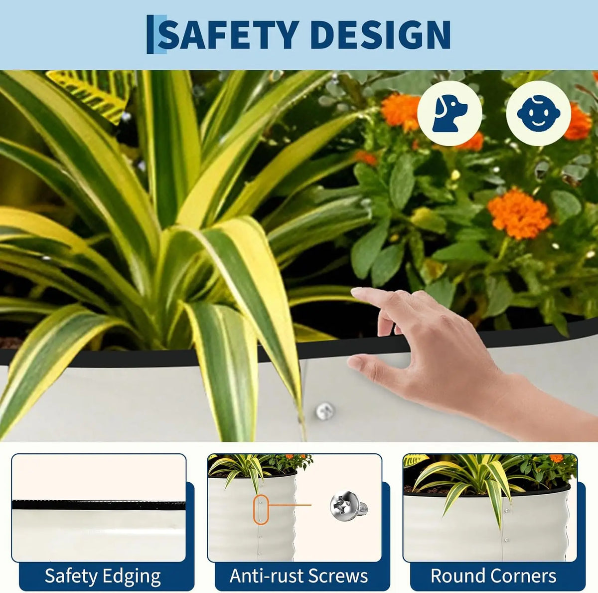 Galvanized Steel Oval Planter Box For Outdoor Garden Planting