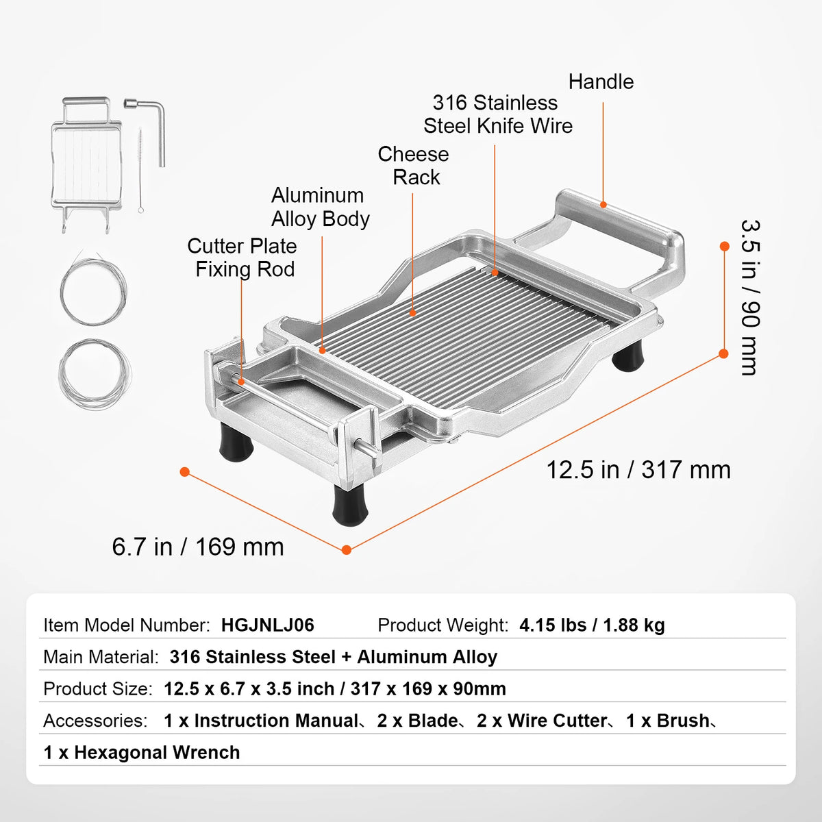 SucceBuy Aluminum Wire Cheese Slicer With Stainless Steel Blade