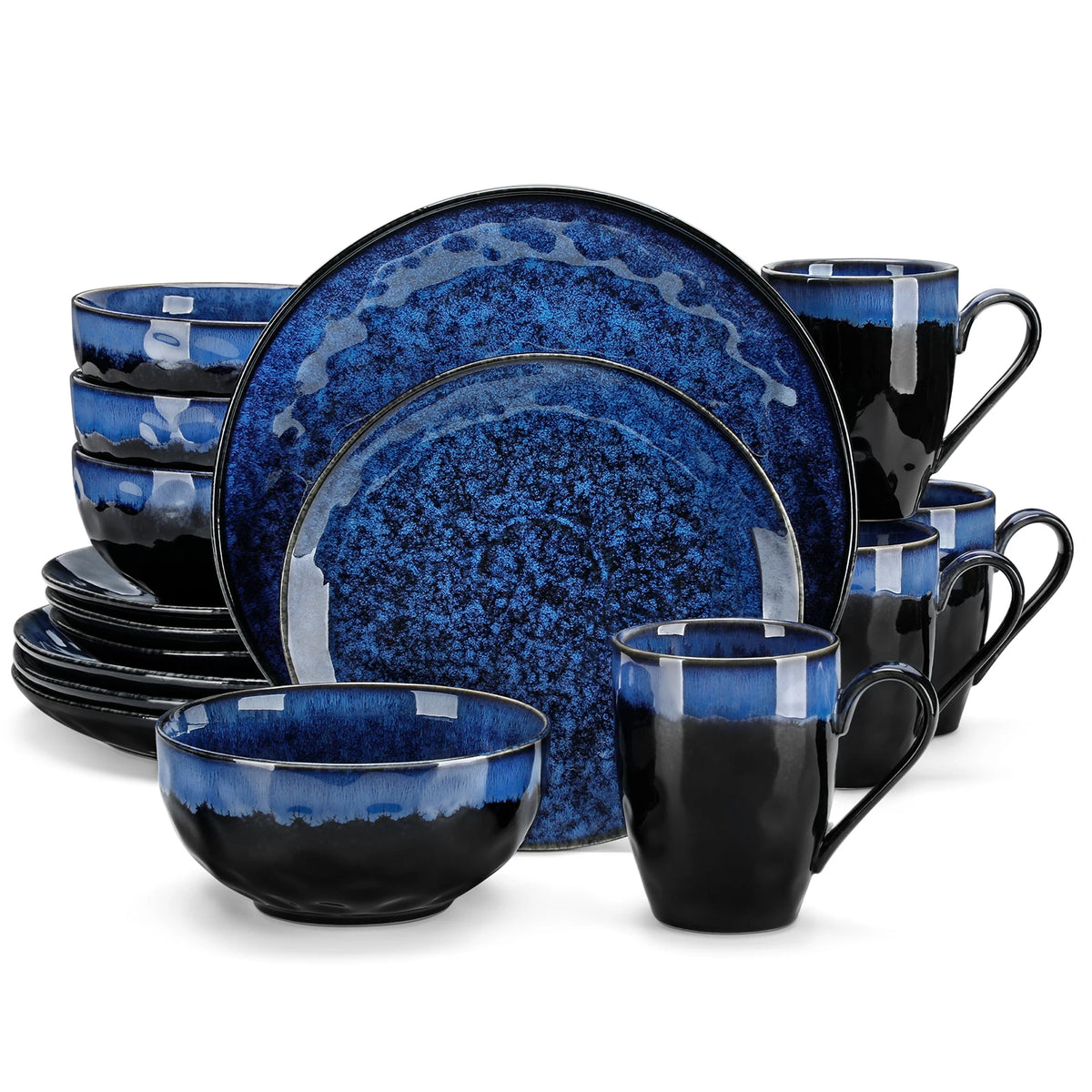 Malacasa Ceramic Kiln Change Glaze Dinner Set With Bowls