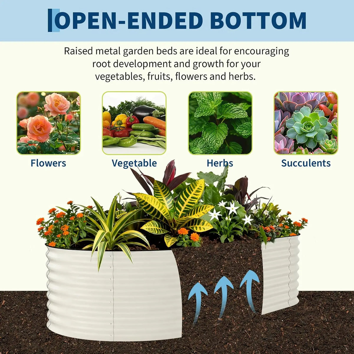 Galvanized Steel Oval Planter Box For Outdoor Garden Planting