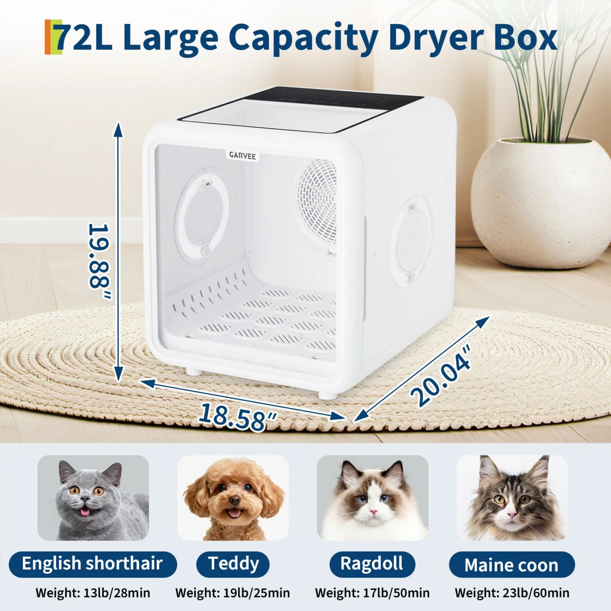 HiMiss Automatic Pet Drying Box 360 Grooming Blower Cats Dogs
