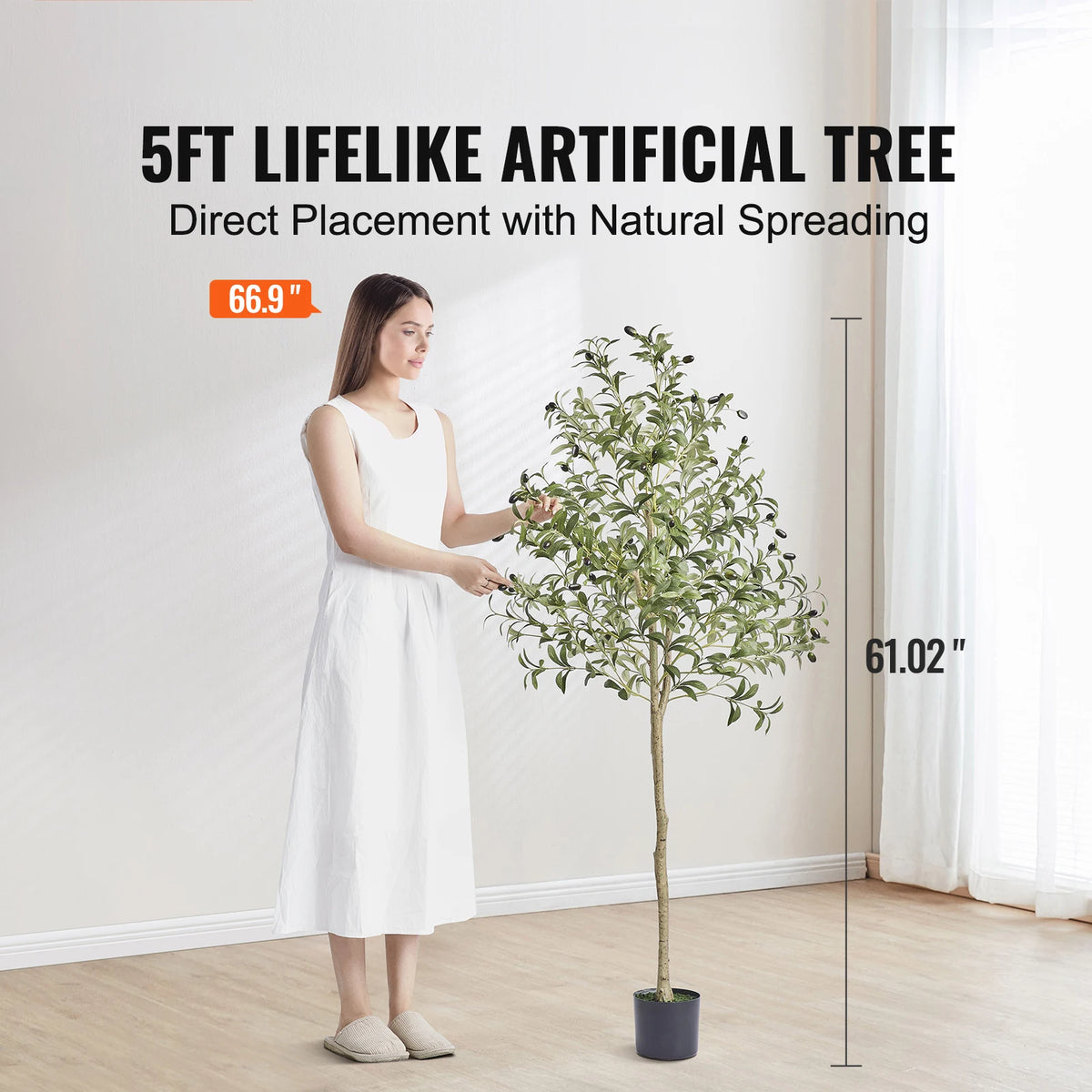 SucceBuy Artificial Olive Tree With Secure Base for Home Decor