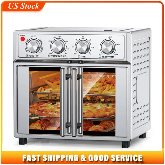Stainless Steel French Door Air Fryer Convection Toaster Oven 1700W