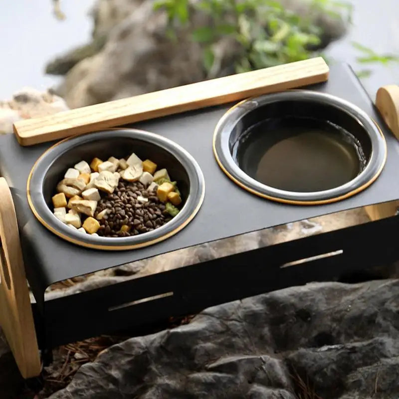 Adjustable Raised Dog Bowls for Camping and Outdoor Feeding