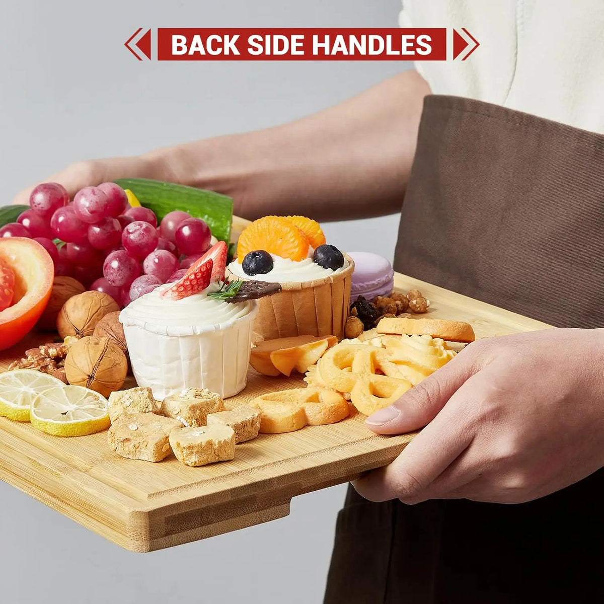 Premium Bamboo Cutting Boards Set With Stand And Deep Juice Grooves