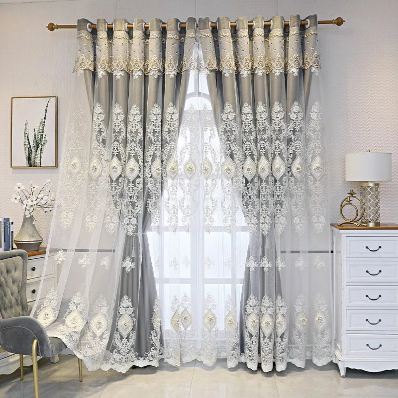 Luxury Embroidered Curtains With High Shading Design For Home