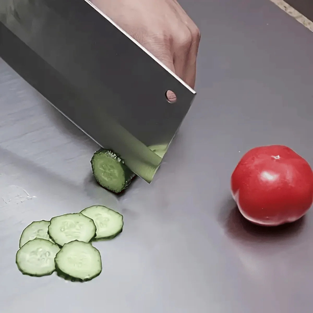 Stainless Steel Cutting Board With Raised Lip For Kitchen Use