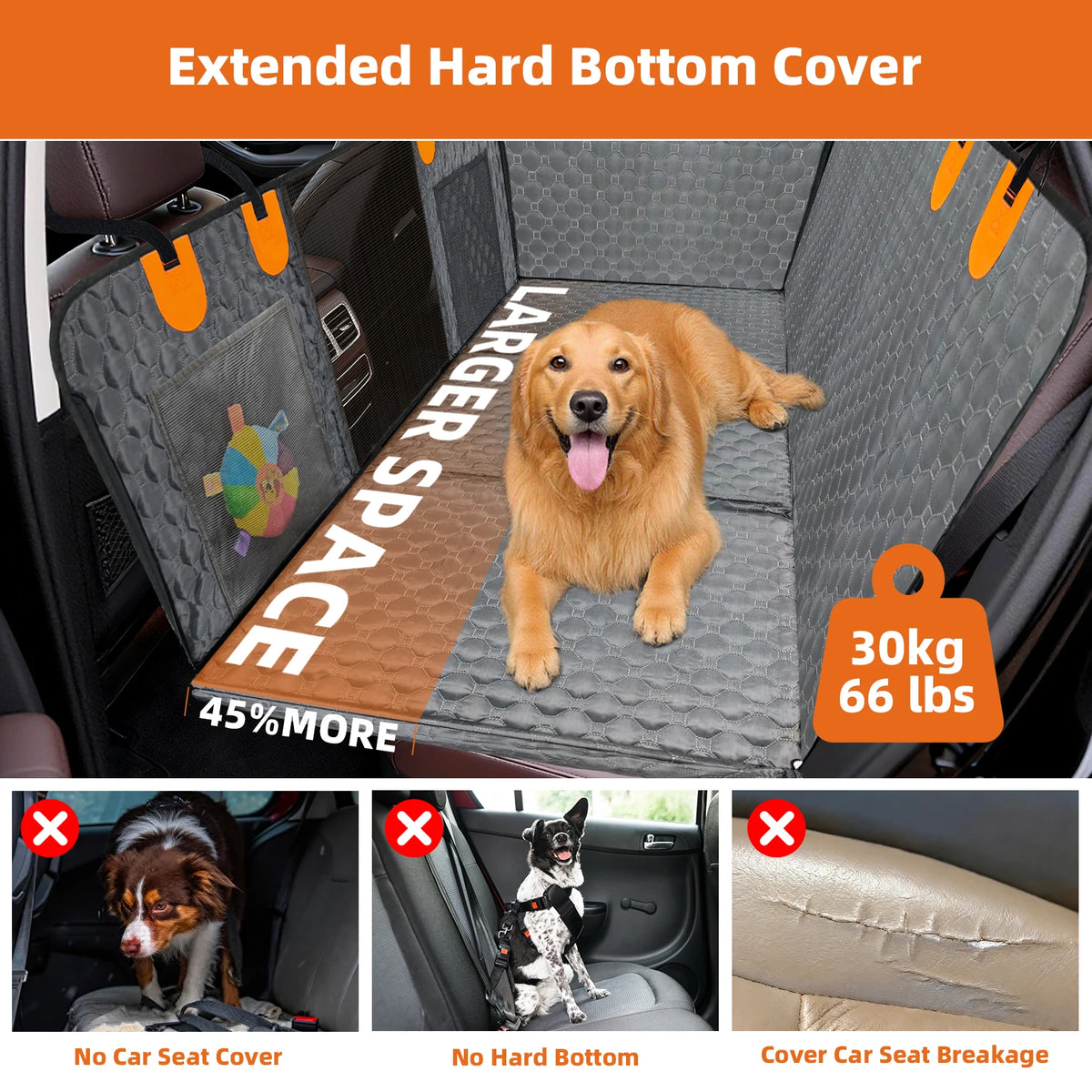 Borwart Hard Bottom Waterproof Dog Car Seat Extender