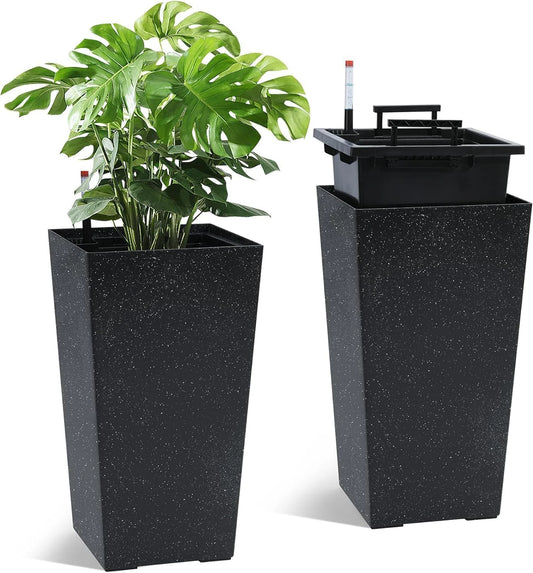 Twister.Ck Two Planters With Drainage Water Monitor For Indoor Outdoor