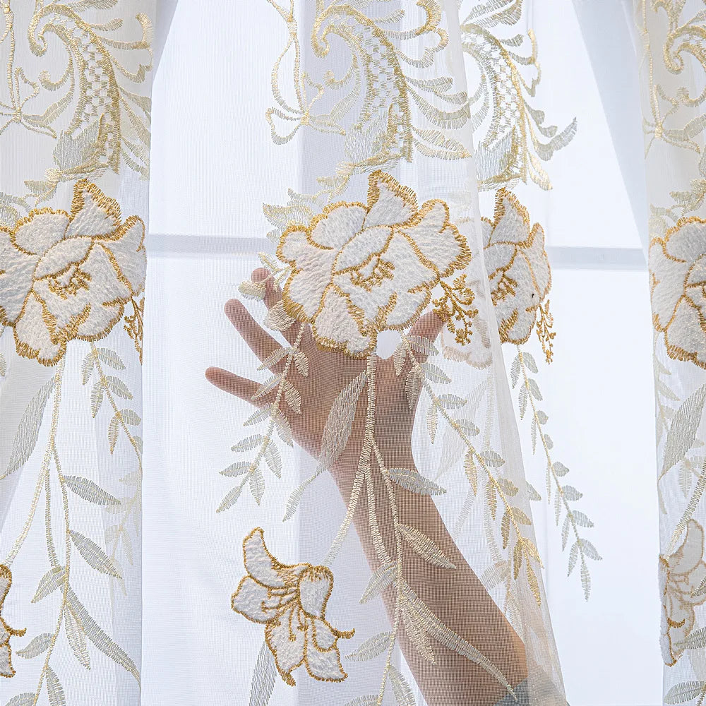 Floral Embossed Blackout Curtain With Grommet For Bedroom