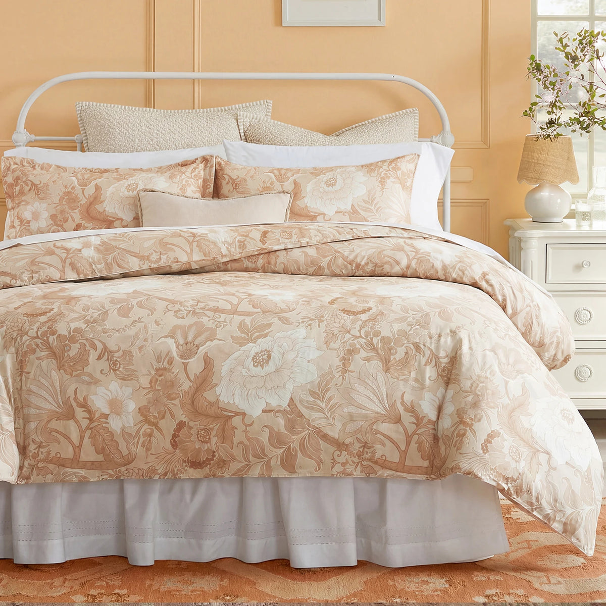 Vintage Floral Cotton Duvet Cover Set With Zipper Closure