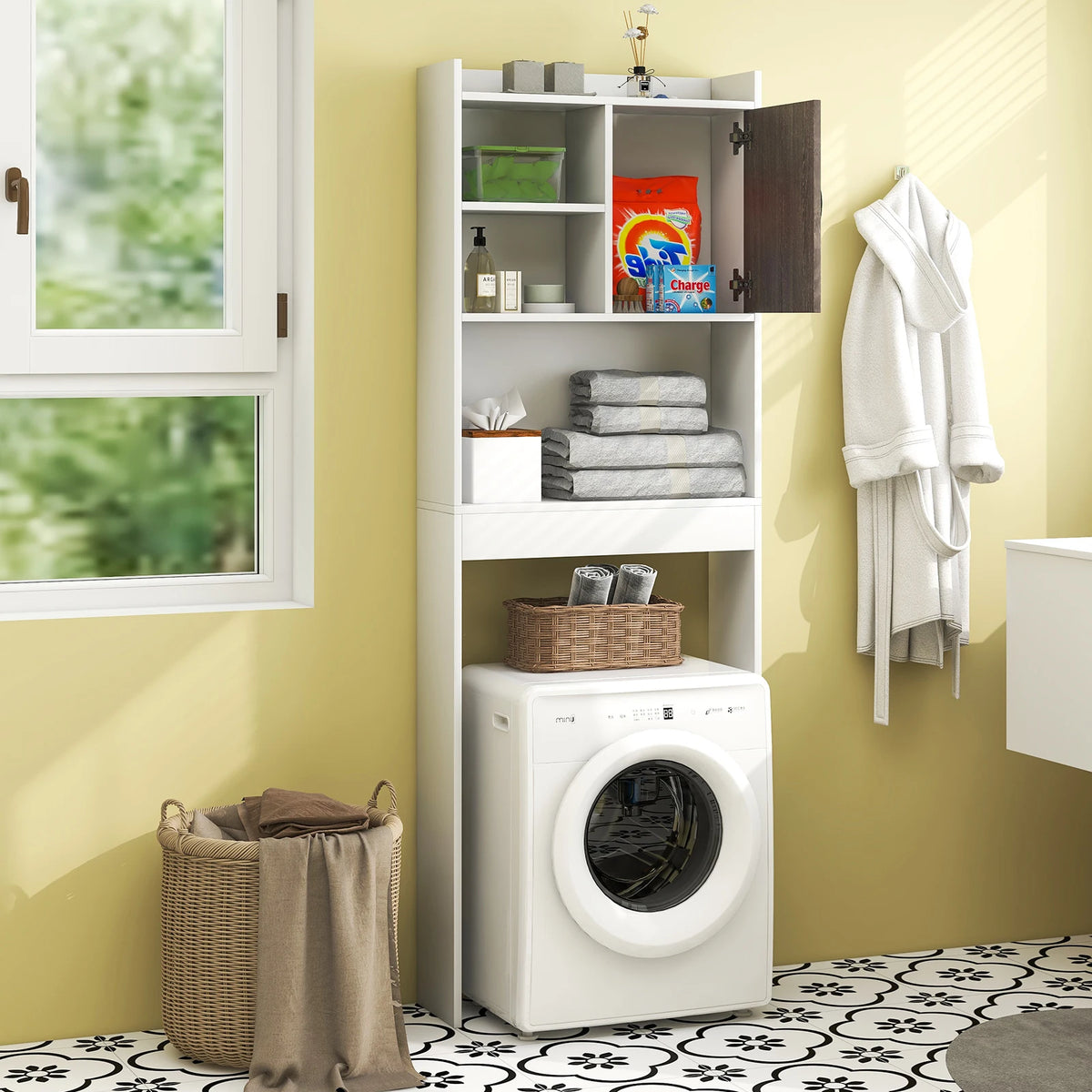 HOMASIS Over The Toilet Storage Cabinet With Shelves And Door