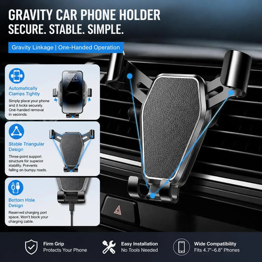 STONEGO Gravity Car Phone Holder Air Vent Clip Mount