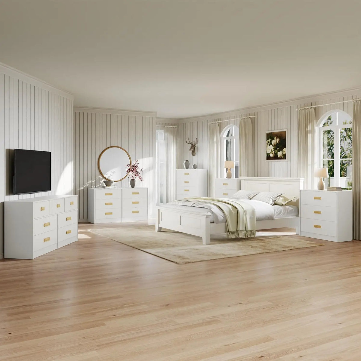 Modern Wooden Bedroom Chest Of Drawers With Elegant Beveled Finish