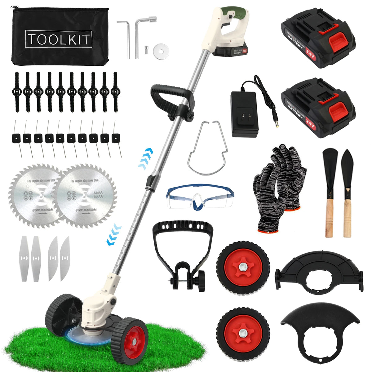 21V Cordless 3in1 Electric Lawn Mower Edger Brush Cutter Kit