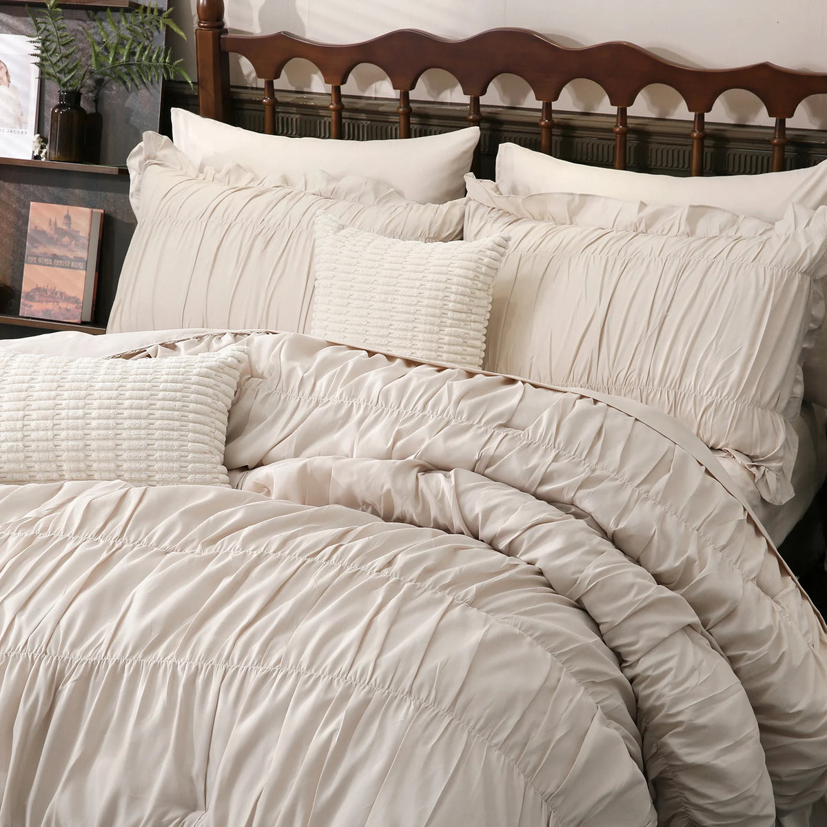 Fluffy Boho Ruffle Comforter Set Includes Sheets And Shams