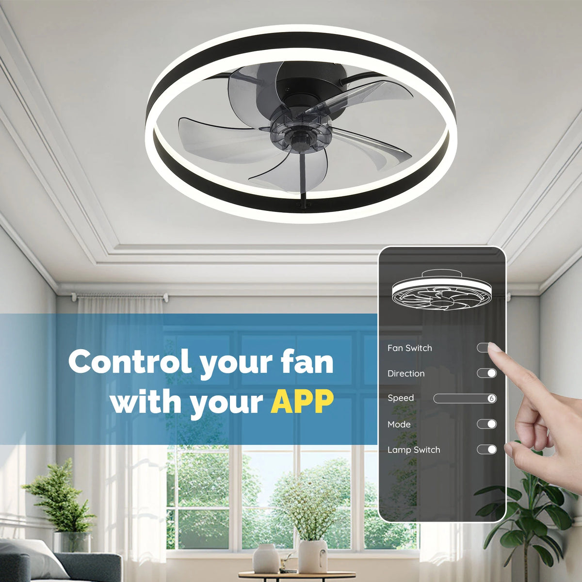Orison Dimmable LED Ceiling Fan With Remote Control Flush Mount