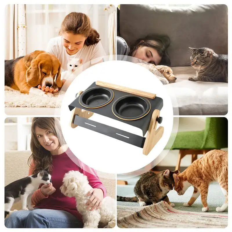 Adjustable Raised Dog Bowls for Camping and Outdoor Feeding