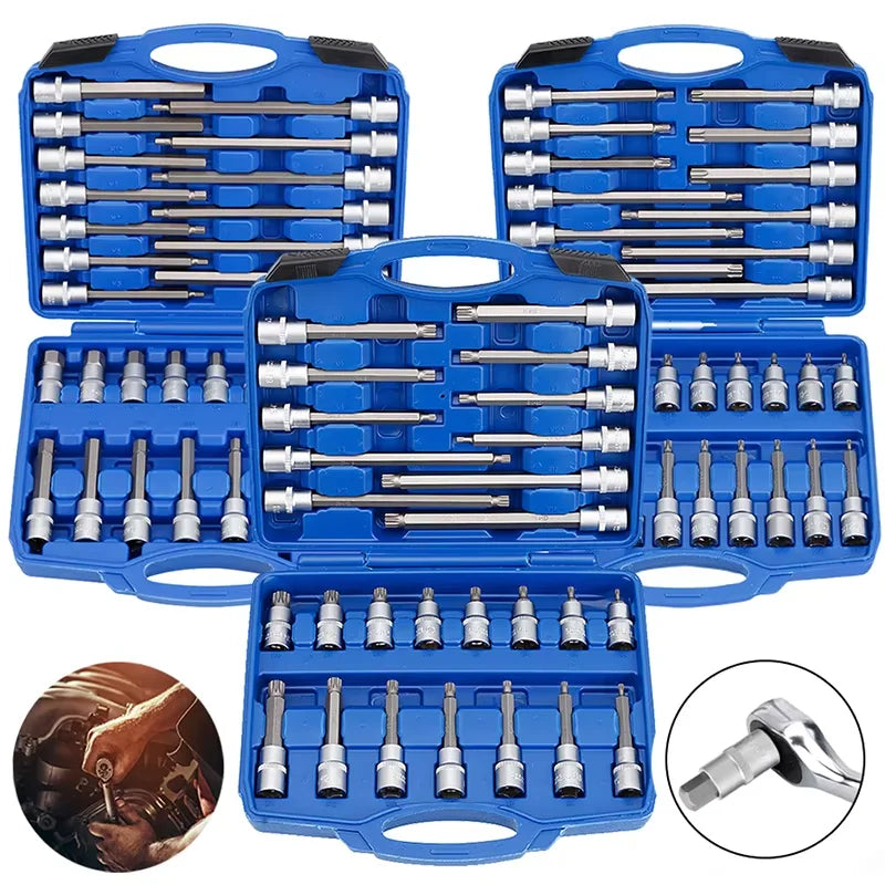 Extended Socket Sleeve Set With External Torx Wrench Heads