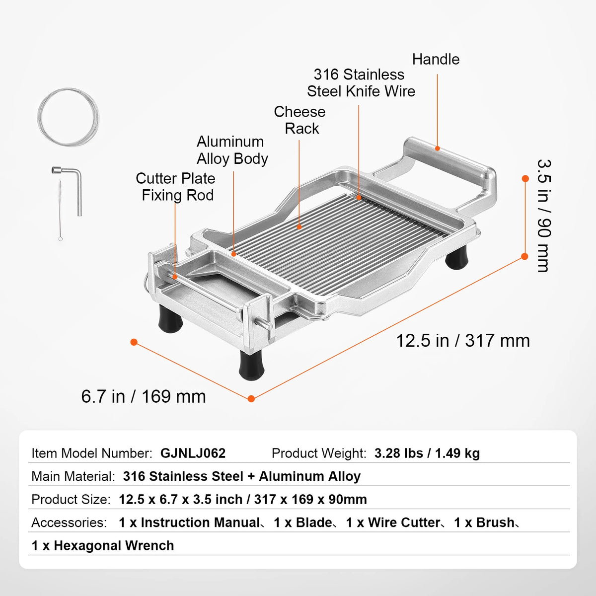 SucceBuy Aluminum Wire Cheese Slicer With Stainless Steel Blade