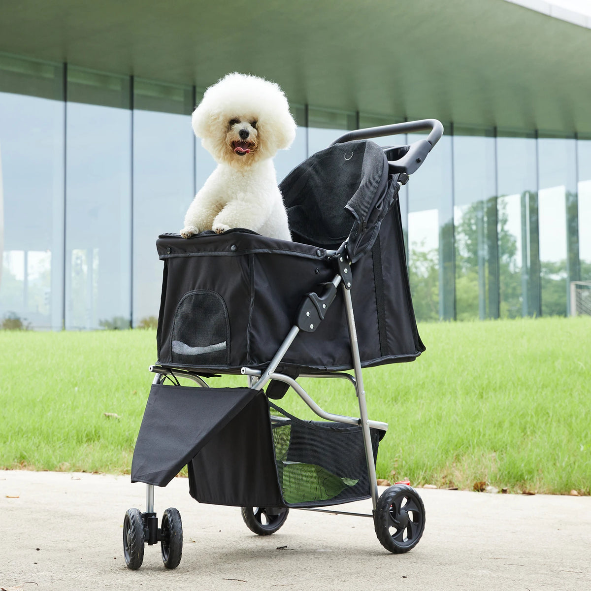 Sturdy Three Wheel Foldable Pet Stroller For Leisure Walks