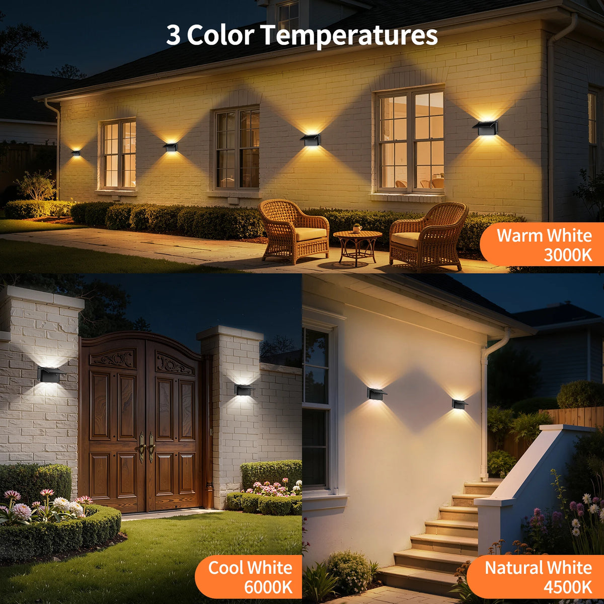 Intelamp Solar Wall Lights With Three Lighting Modes For Outdoor Walls