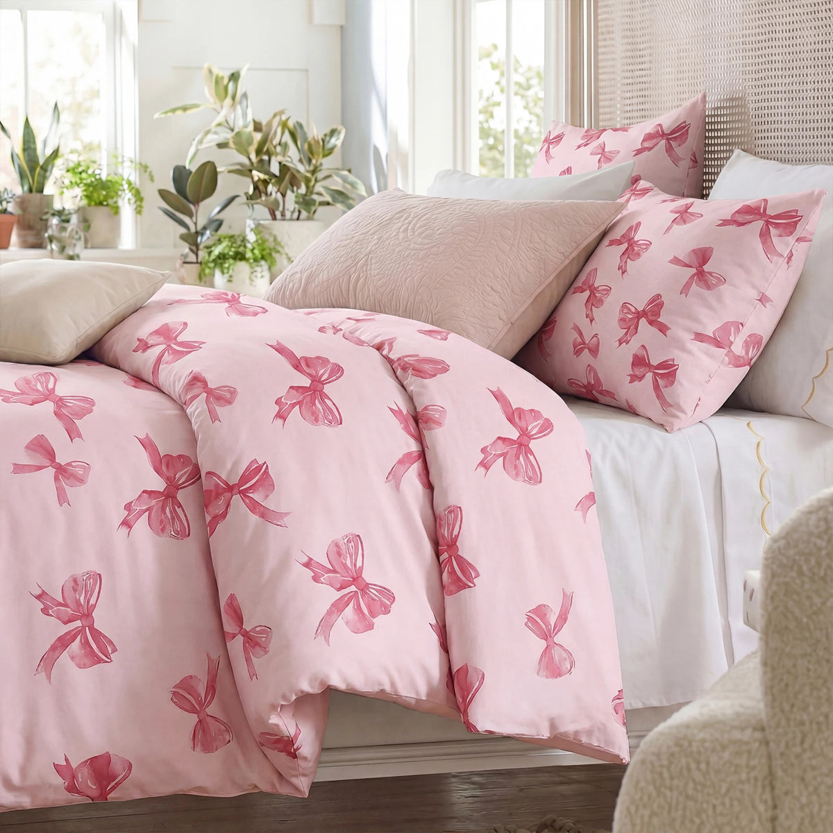Vintage Floral 100% Cotton Duvet Cover Set Zipper 3 Piece