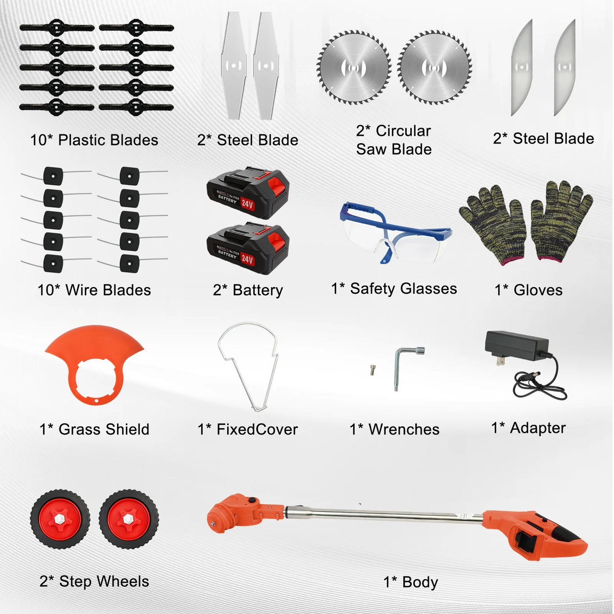 21V Cordless 3in1 Electric Lawn Mower Edger Brush Cutter Kit