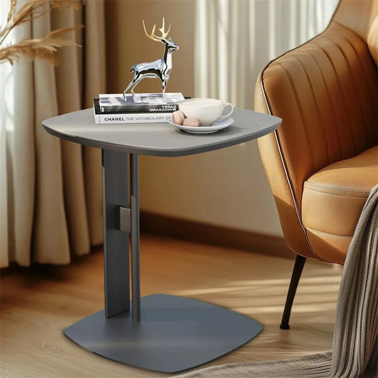 Wisfor Contemporary C Table Featuring Genuine Leather And Metal Frame