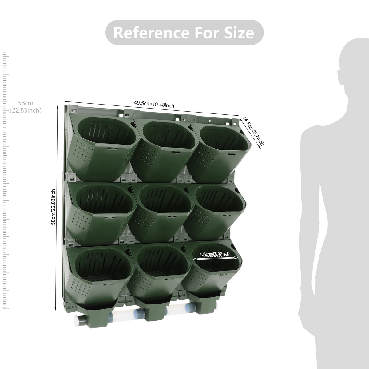 Modular 9 Pot Wall Planter With Drainage Trays Vertical Garden