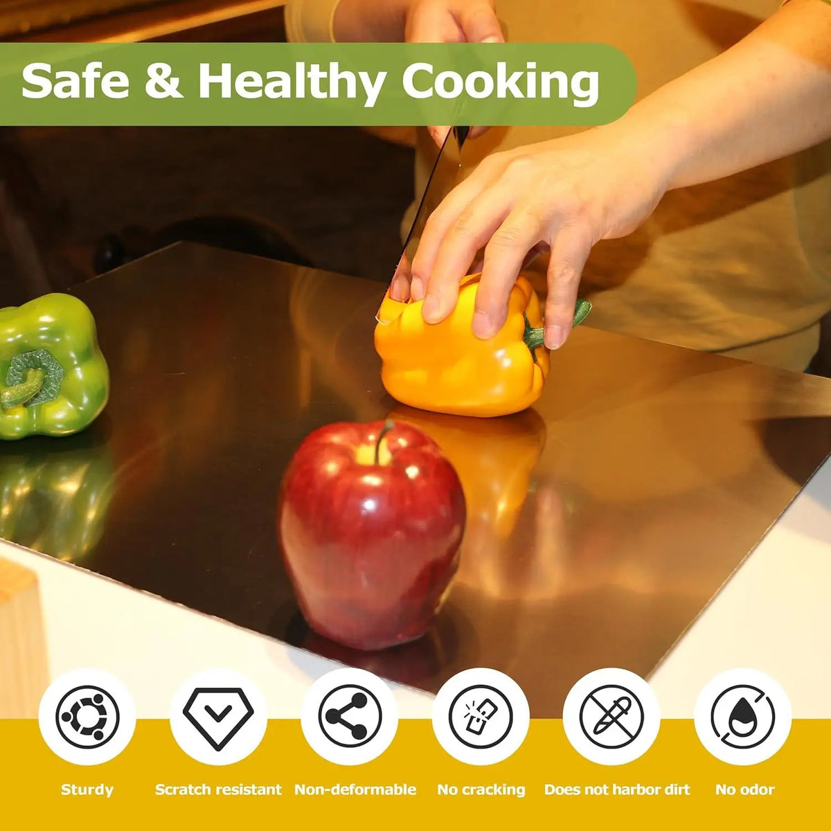 Stainless Steel Cutting Board With Raised Lip For Kitchen Use