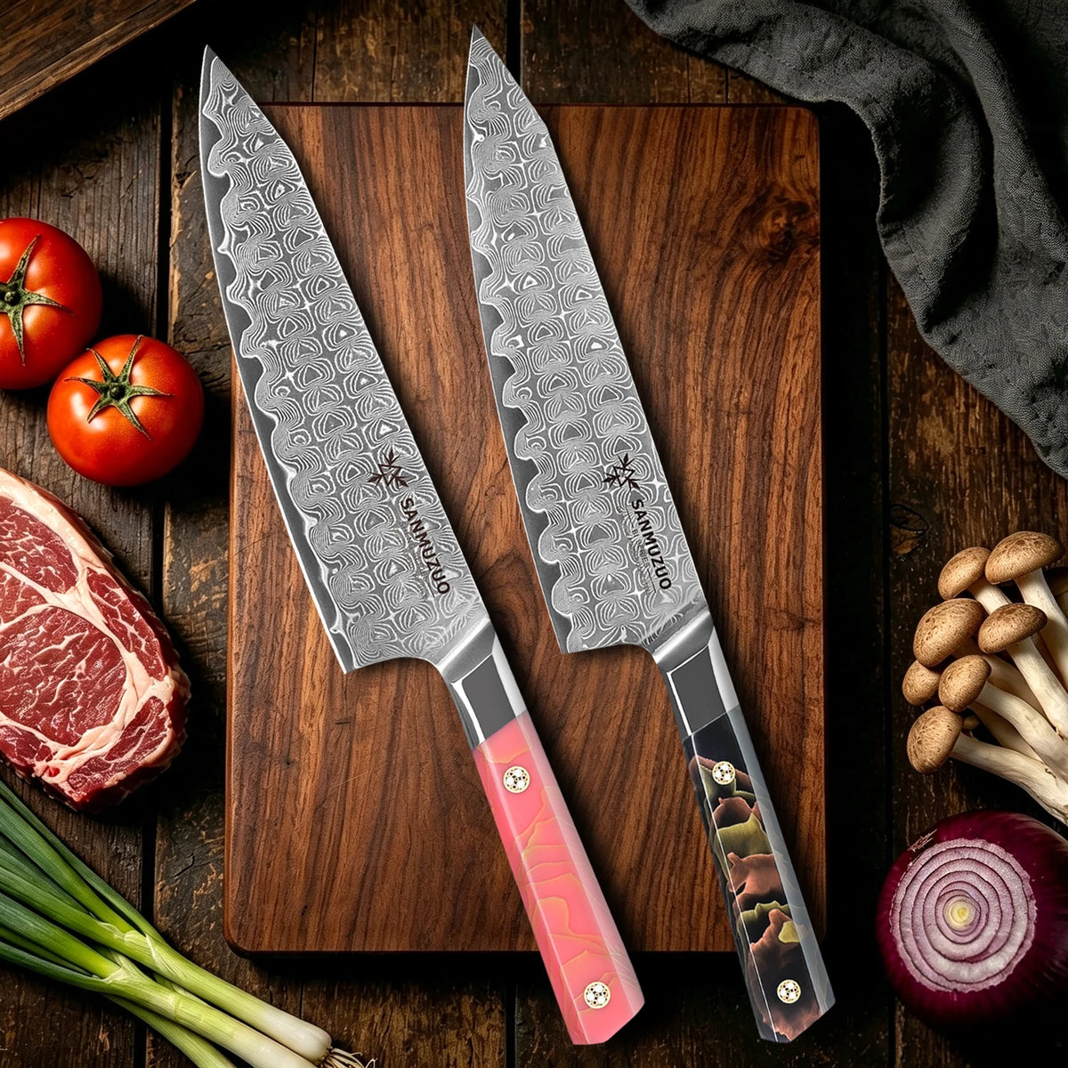 Sanmuzuo Damascus Steel Chef Knife With Comfortable Resin Handle
