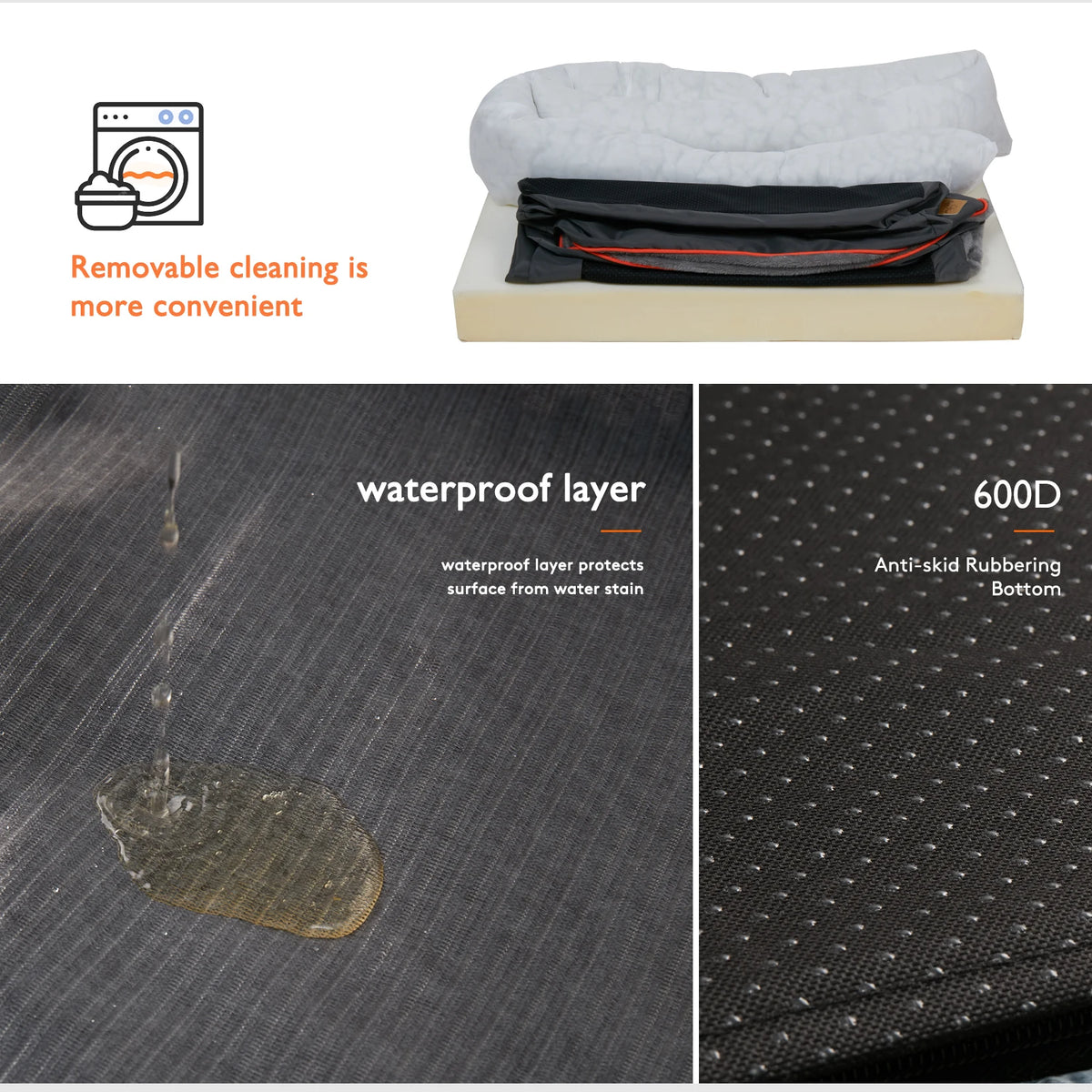 Bingopaw Waterproof Dog Bed With Removable Fleece Cover