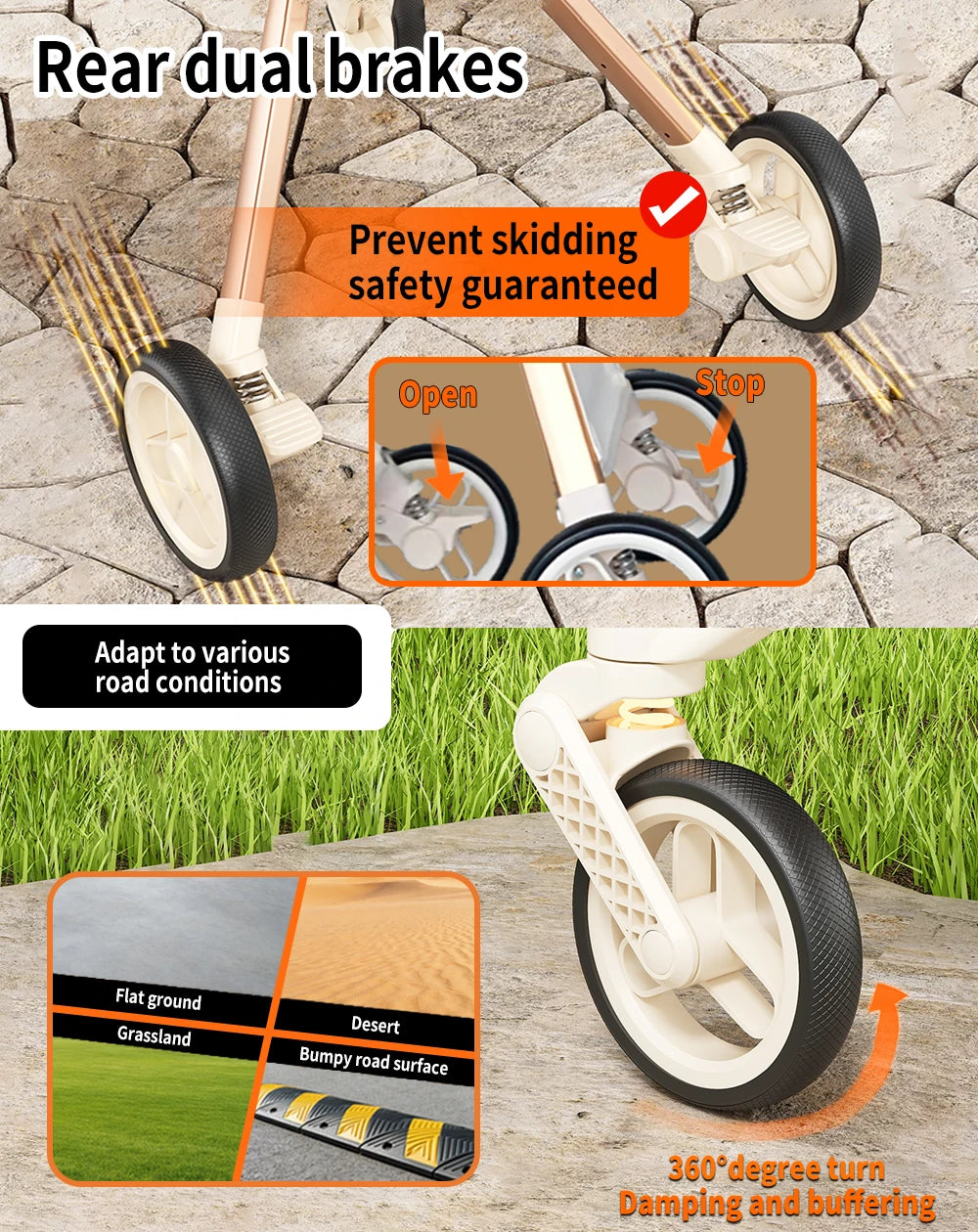 Premium Pet Stroller For Dogs And Cats With Safety Leashes