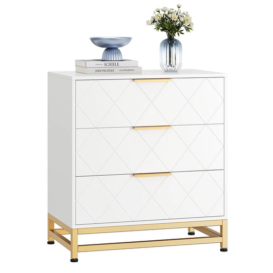 EliteZ Modern Three Drawers Bedroom Wooden Storage Dresser